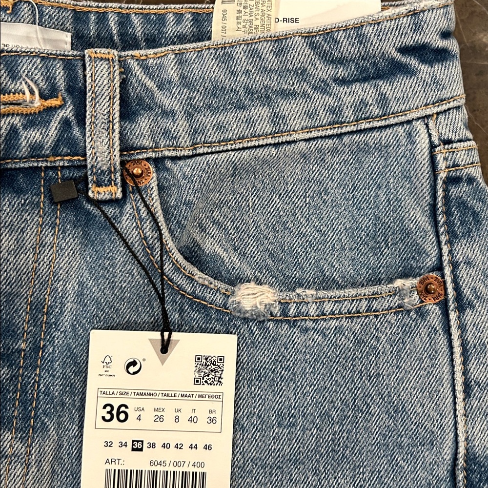 Zara Light Blue Denim Cutoff Shorts - Picture 7 of 9